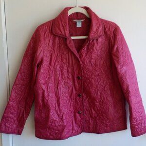 Koret Puffer Jacket - Button Up Long Sleeve Collar Fuchsia Pink Med Pet (589)